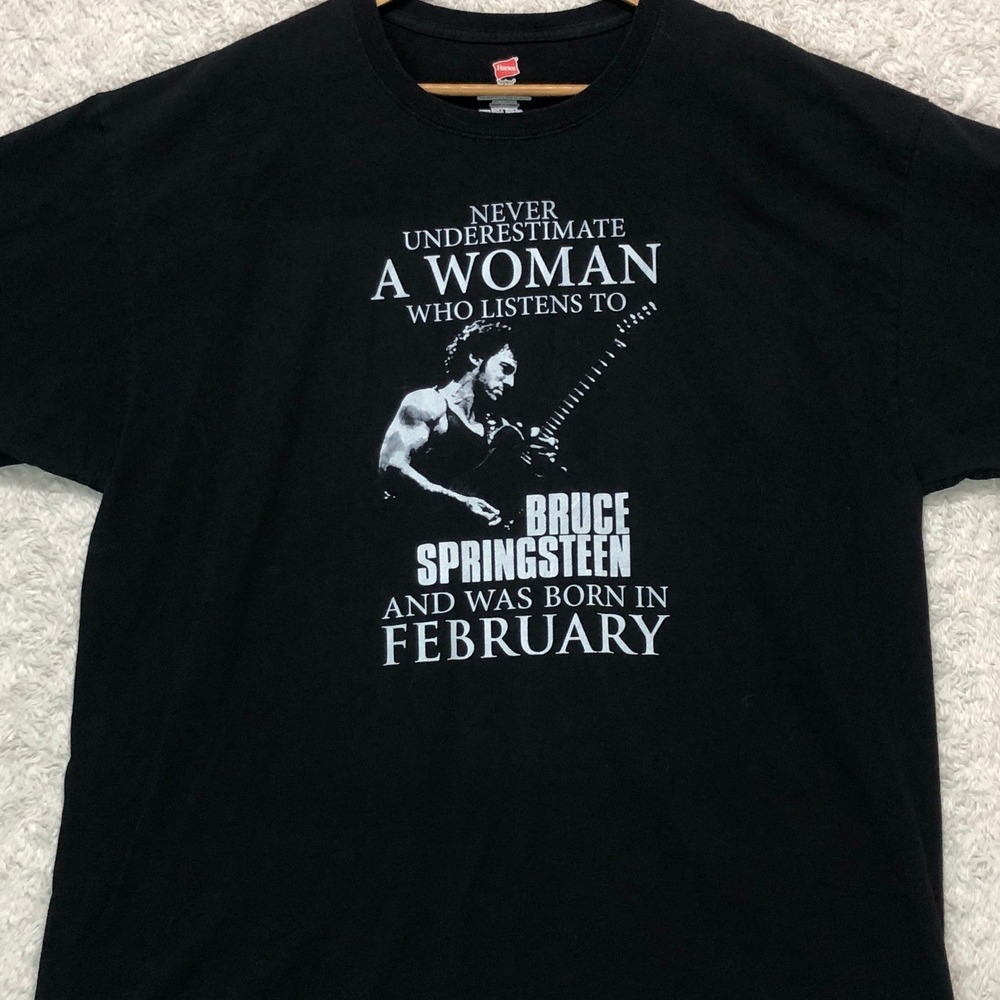 Bruce Springsteen Woman Born In February Graphic Hanes T-Shirt Black XL